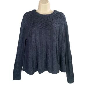 Hollister Cable Knit Sweater Womens Medium Preppy Fisherman Cozy Y2k Babydoll